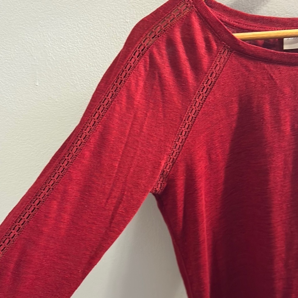 Zara Red Long Sleeve 100% Linen Top Medium - Picture 3 of 11